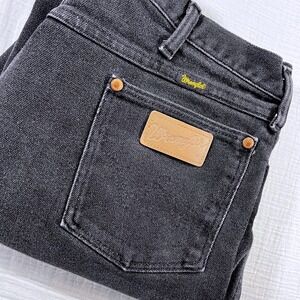 Vintage Wrangler Jeans Black Denim Straight Leg 948BLK 80s Mens Size 36x30